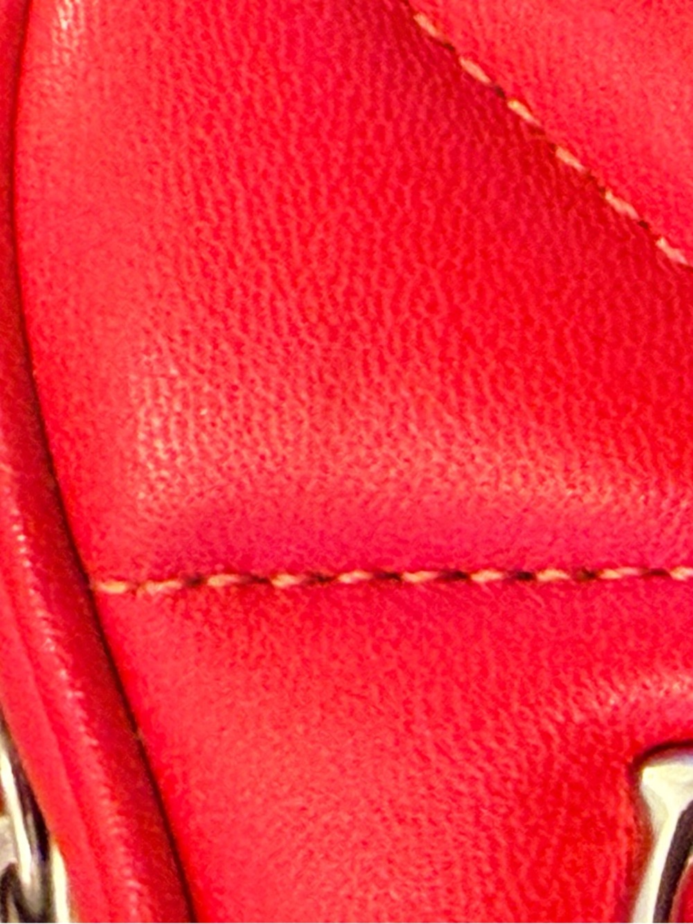 Coach Red Quilted Heart-Shaped Crossbody with Silver Chain - Picture 5 of 11